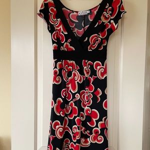 Trixxi Red & Black Floral Dress – Flirty & Fitted (Fits Like Small)